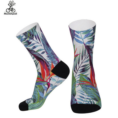 Mountainpeak Cycling Socks Професионални спортни чорапи на открито Мъжки и дамски чорапи за бягане Модни щамповани чорапи до коляното
