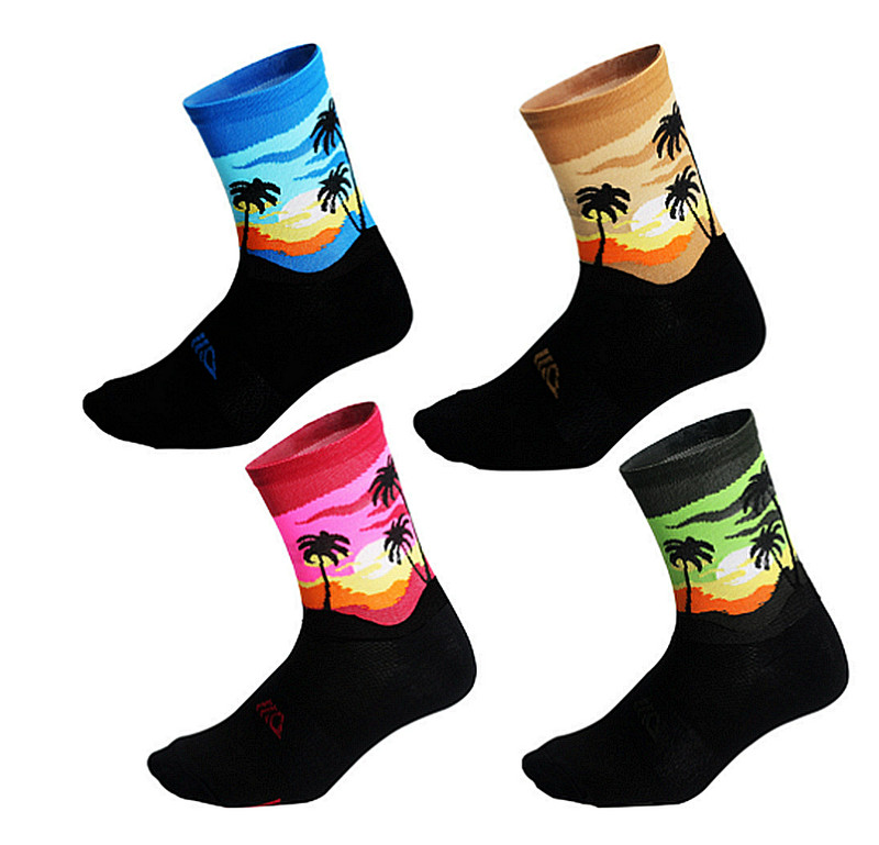 Trópusi kókuszdió sportok alkalmi kerékpározás, légáteresztő, izzadságelnyelő, lábszárközépig érő, divatos zokni férfiaknak és nőknek