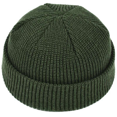 Нова модна мъжка шапка, зимна плетена шапка, шапка за момче, моряшка шапка, маншети, ретро тъмносиня къса шапка, едноцветна унисекс есенна топла шапка