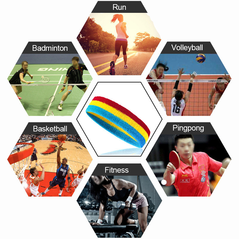 1PCS Фитнес бягане Колоездене Sweatband Пот лента за глава Мъже Жени Еластични дишащи йога ленти за коса Ленти за пот на главата