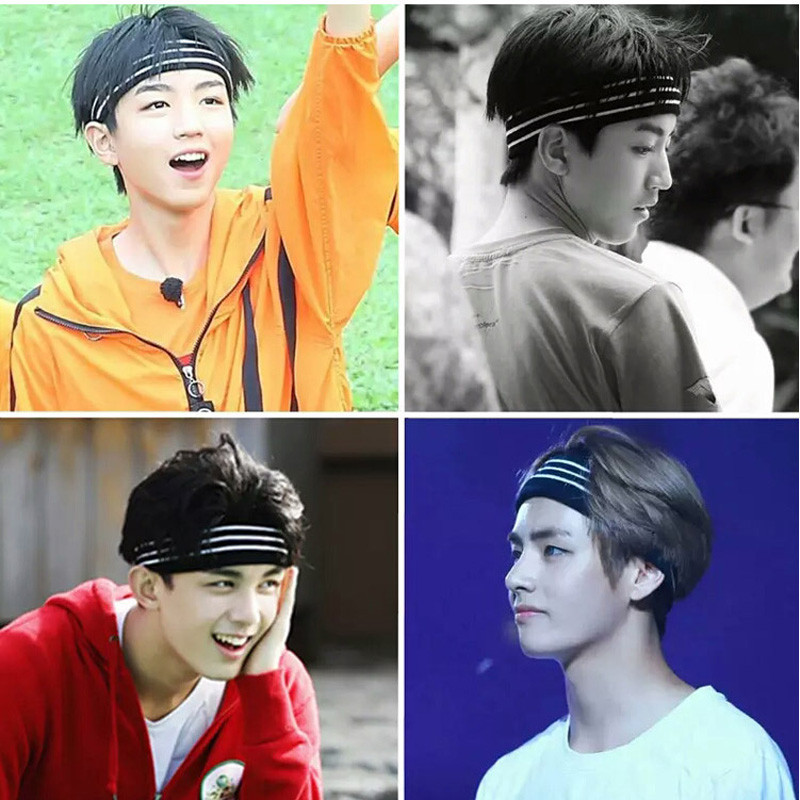 1 DB V elasztikus fejpánt sporttartozék tánc tenisz fejpánt szalag sztreccs csíkok fekete fehér hajpánt hip hop izzadságszalag