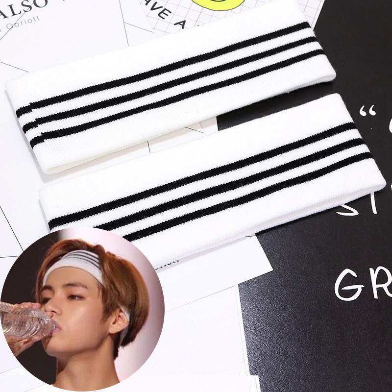 1 DB V elasztikus fejpánt sporttartozék tánc tenisz fejpánt szalag sztreccs csíkok fekete fehér hajpánt hip hop izzadságszalag