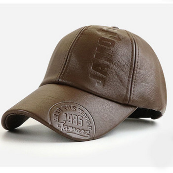 2021 Висококачествена зимна шапка PU кожена бейзболна шапка Мъжка шапка Snapback Мъжка шапка на камион PU кожена есенна зимна бейзболна шапка