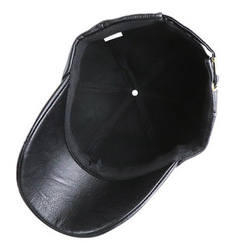 2021 Висококачествена зимна шапка PU кожена бейзболна шапка Мъжка шапка Snapback Мъжка шапка на камион PU кожена есенна зимна бейзболна шапка