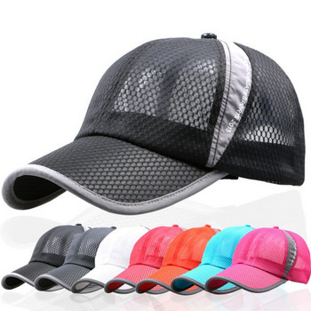 Летни унисекс мъжки риболовни бейзболни шапки Слънцезащитни дамски дишащи мрежести шапки със закопчаване Черни ежедневни спортни шапки Шапки