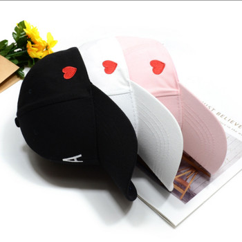 Мъж, жена, буква, червено сърце, бейзболна шапка, двойка, регулируема шапка с гръб, корейски стил, къмпинг, колоездене, плаж, едноцветна шапка за слънце