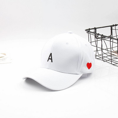 Bărbat Femeie Litera A Inimă Roșie Pălărie de baseball Căciulă de soare de cuplu ajustabilă Snapback Stil coreean Camping Ciclism Plajă Pălărie de soare de culoare solidă