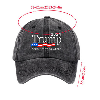 Шапка на кампанията на Доналд Тръмп за 2024 г. Ясни лозунги Бейзболна шапка на Тръмп Шапка с регулируема катарама и флаг Дишаща президентска шапка Uni