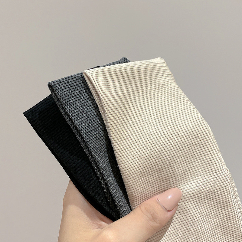 Bandă de transpirație de modă din bumbac tricotată Bandă de păr cu boruri late Banda elastică pentru sport pentru yoga Bandă pentru cap Bandă de păr simplă de culoare pură Femeii