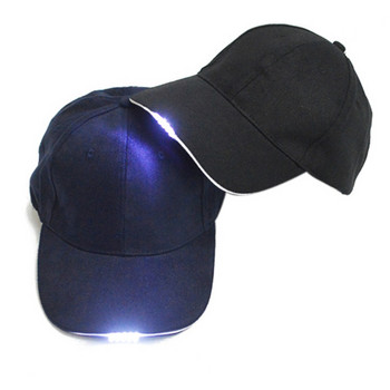 Καπέλο με 5 γείσο LED Ανδρικές Γυναικείες Βαμβακερές μπαταρίες Ρυθμιζόμενο καπάκι αιχμής Καπέλο ψαρέματος σε καθημερινό στυλ για ανάγνωση σε εξωτερικό χώρο