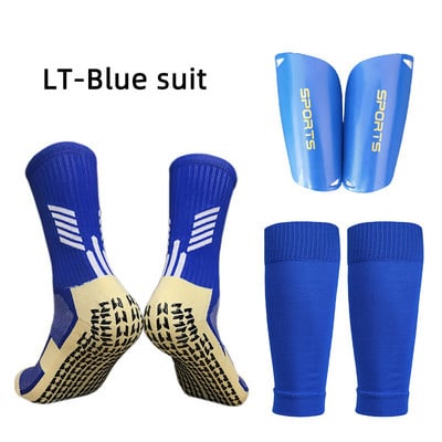 Un set de mâneci pentru tibie de fotbal cu elasticitate înaltă pentru adulți, copii, șosete anti-alunecare, tampoane de fotbal, suport pentru picioare, echipament de protecție sportivă