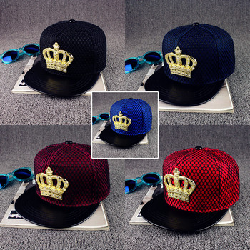 New Europe United States Crown Metal Standard Hip Hop Hat Street Hipster Net Hats Плоска шапка за двойка Модни бейзболни шапки Snapback