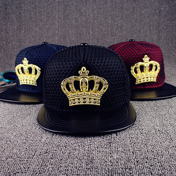 New Europe United States Crown Metal Standard Hip Hop Hat Street Hipster Net Hats Плоска шапка за двойка Модни бейзболни шапки Snapback