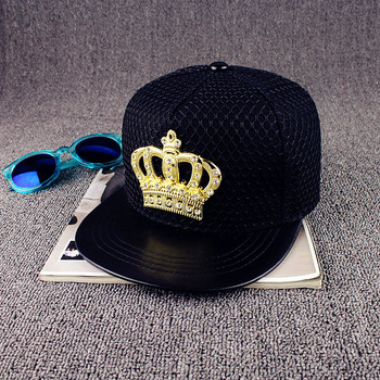 New Europe United States Crown Metal Standard Hip Hop Hat Street Hipster Net Hats Плоска шапка за двойка Модни бейзболни шапки Snapback