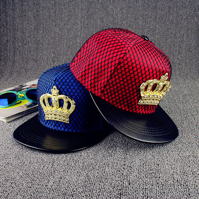 New Europe United States Crown Metal Standard Hip Hop Hat Street Hipster Net Hats Flat Couple Cap Fashion Snapback Baseball Caps