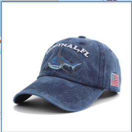 Κέντημα πλυμένο βαμβακερό καπέλο καρχαρία για άντρες Vintage καπέλο μπέιζμπολ Hip Hop Καμπυλωτό καπέλο ψαρέματος Summer Fish Snapback Γυναικείο καπέλο