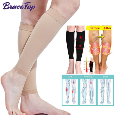 BraceTop Medical Compression Stockings, 15-20mmhg Socks Calf Sleeve,Calf Compression Sleeves, Relief Calf Pain, Leg Calf Support