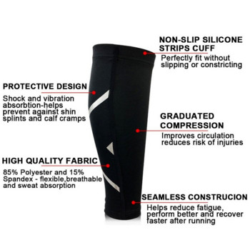 2 бр. Спортни компресионни ръкави за крака Компресивен чорап за бягане Шина за пищял Разширена вена Облекчаване на болката в прасеца Предпазители за прасеца Бегачи