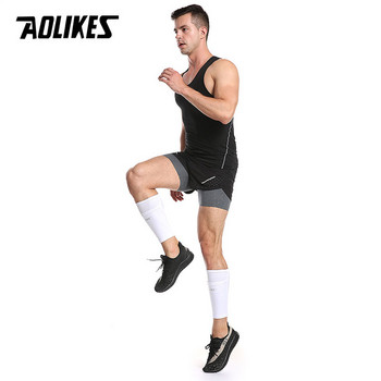 1 чифт AOLIKES Футболни защитни чорапи Предпазител за пищяла с джоб за футболни подложки за пищяла Ръкави за крака Поддръжка на възрастни Чорап за поддръжка на прасеца
