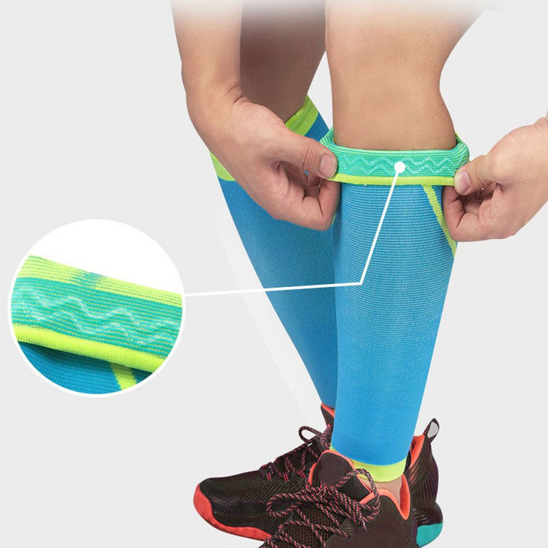 Kompressziós láb hüvely Sípcsontvédő Férfi Női Kerékpározás Lábmelegítő Futó Labdarúgás Kosárlabda Sport Lábszár Sínek vádlitámasz