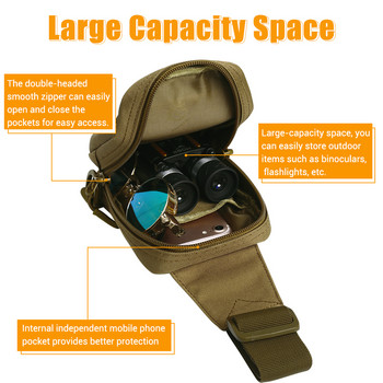 Тактическа чанта за гърди Военна трекинг раница EDC Спортна чанта Чанта за през рамо Чанта за през рамо Чанта за нападение за туризъм Колоездене Къмпинг