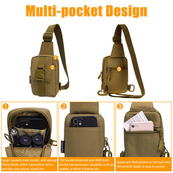 Πακέτο Tactical Chest Bag Military Trekking Pack EDC Sports Bag Shoulder Bag Shoulder bag Pack τσάντα επίθεσης για πεζοπορία, ποδηλασία, κάμπινγκ