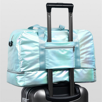 Fashion Dazzle Color Дамска чанта за пътуване Gym Yoga чанта Багаж Сухо мокро разделяне Съхранение Чанта за обувки Водоустойчива спортна чанта за фитнес