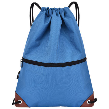 Гимнастически сак Раница с шнурове Водоустойчива чанта с шнурове с джобове с цип Лека раница Сак за фитнес Спортна чанта