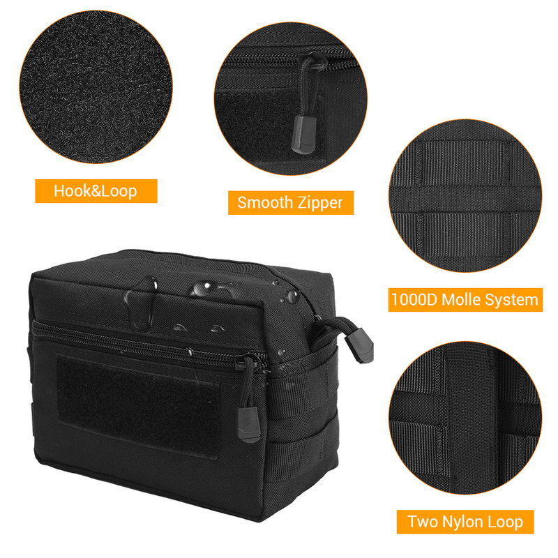 Tactical Molle Pouch 1000D Nylon Férfi Katonai Deréktáska Utility EDC Gear Belly Pouch Airsoft lőszertokos Vadászkiegészítő Táskák