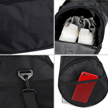 Водоустойчива чанта за фитнес с отделение за обувки Спортна чанта за йога Цилиндрични фитнес чанти за пътуване Раница с едно рамо с голям капацитет