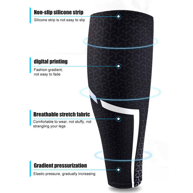 Mâneci de vițel sub presiune pentru sport Acoperire anti-alunecare pentru picior Sosete fără picior Alergatori Atela pentru tibie Vena varicoasă Ameliorarea durerii vițelului Protecție pentru gambe