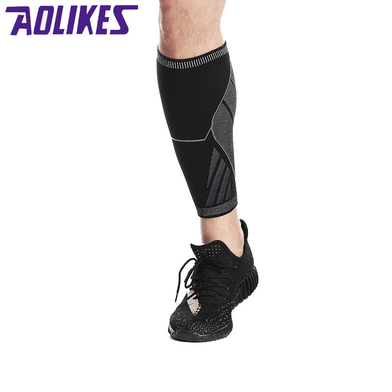 AOLIKES 1 db elasztikus szövésű sport kompressziós vádli ujjú lábvédő varrat nélküli mandzsetta futáshoz maratoni kosárlabda lábszárvédő