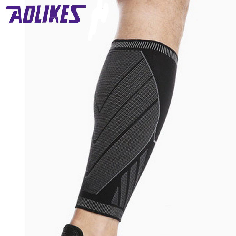 AOLIKES 1 db elasztikus szövésű sport kompressziós vádli ujjú lábvédő varrat nélküli mandzsetta futáshoz maratoni kosárlabda lábszárvédő