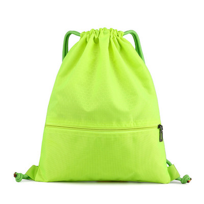 Összehajtható húzózsinóros hátizsák Fitnesz tornazsák kültéri utazás kemping túrázás hátizsák nylon több zsebes sport hátizsák