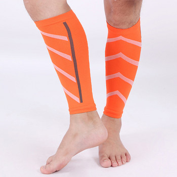 1 чифт Компресионни тънки шини за прасеца Спортни чорапи Поддръжка на прасеца Подпомага нощно бягане Найлонови флуоресцентни клинове Баскетболни ръкави