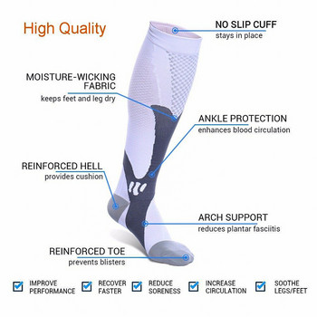1 чифт спортни компресионни чорапи Поддръжка на прасеца на крака Разтегателен ръкав за колоездене Бягане Баскетбол Футбол Волейбол Туризъм Фитнес