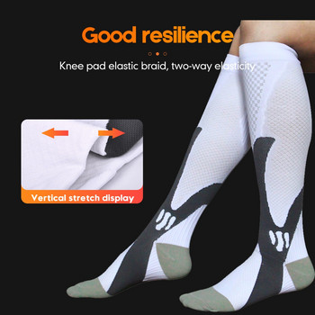 1 чифт компресионни чорапи с висока циркулация на телетата, дълъг чорап 20-30 mmhg за медицинска сестра, пътуване, бягане, колоездене, футбол, баскетбол