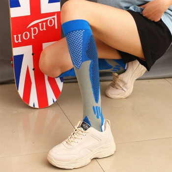 1 ζεύγος συμπίεσης υψηλής κάλτσας γάμπας κυκλοφορίας μακριά κάλτσα 20-30 Mmhg για ιατρική νοσοκόμα Ταξίδι Τρέξιμο Ποδηλασία Ποδόσφαιρο Μπάσκετ