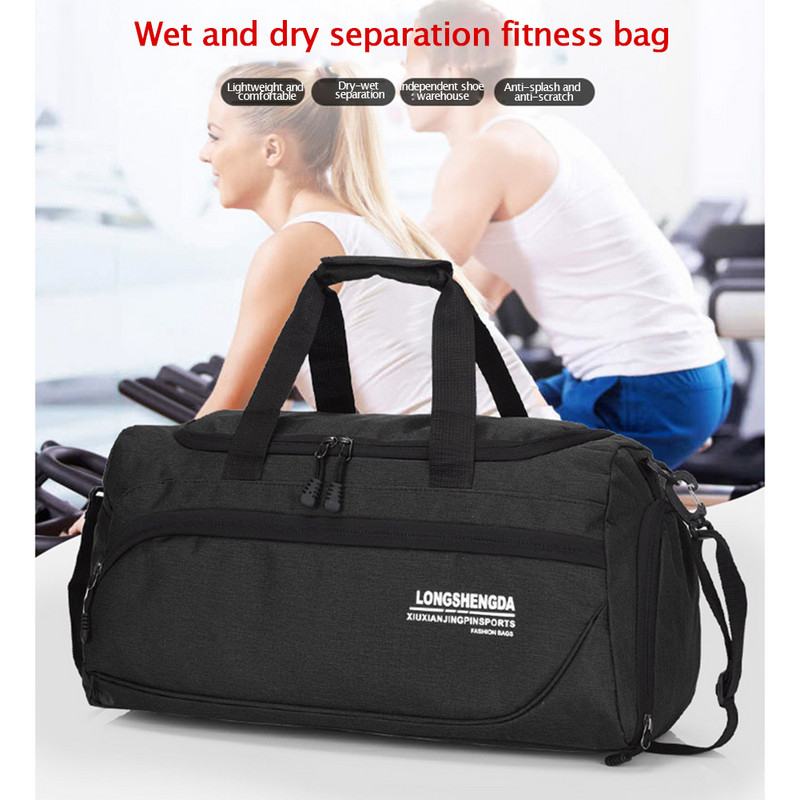 Száraz nedves elválasztó táskák Vízálló, nagy kapacitású fitnesz edzőtáska cipőrekesszel Kopásálló kültéri futballhoz