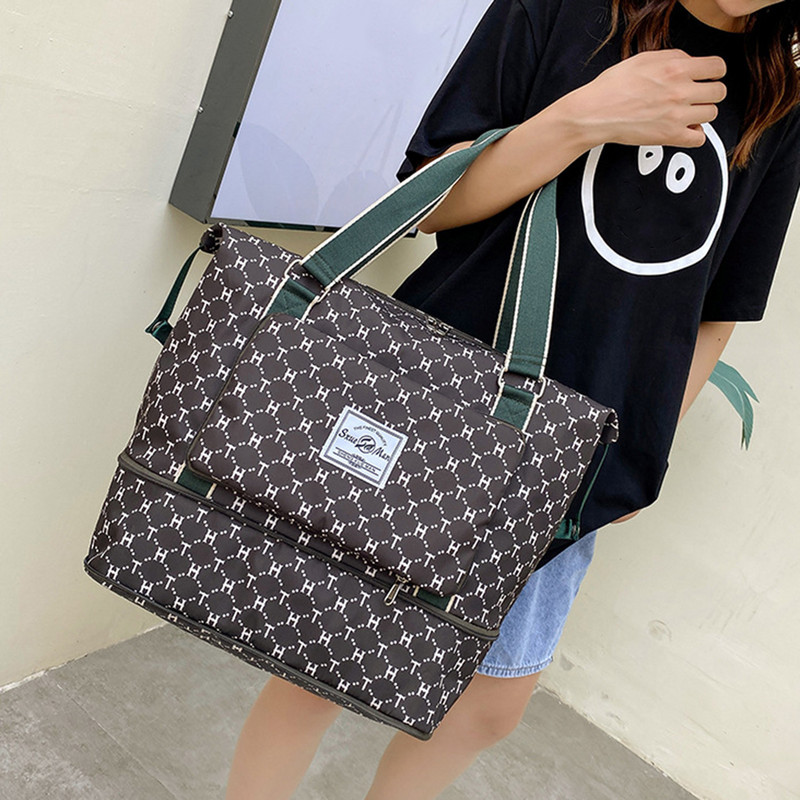 Fitness edzőtáska nagy kapacitású sporttáska, összecsukható nedves száraz elválasztó vízálló többfunkciós úszáshoz, túrázáshoz kempingezéshez