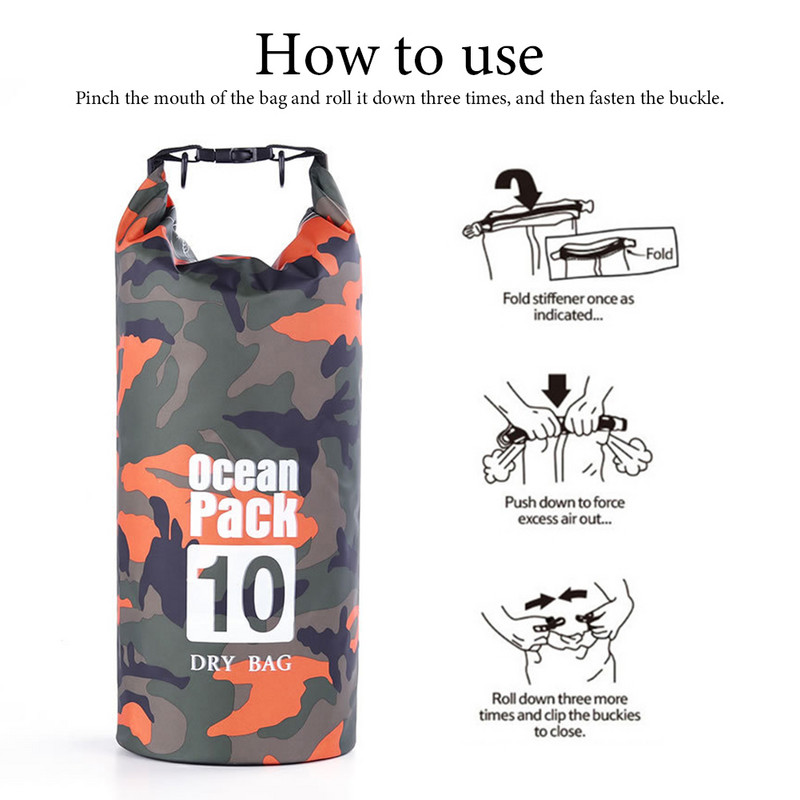 2/5/10/20/30 l nardymo krepšys vandeniui atsparus kamufliažinis plaukimo krepšys paplūdimio plaukimo plaustais krepšys lauko plaukiojimui baidarėmis Kelionių laikymo sausas krepšys
