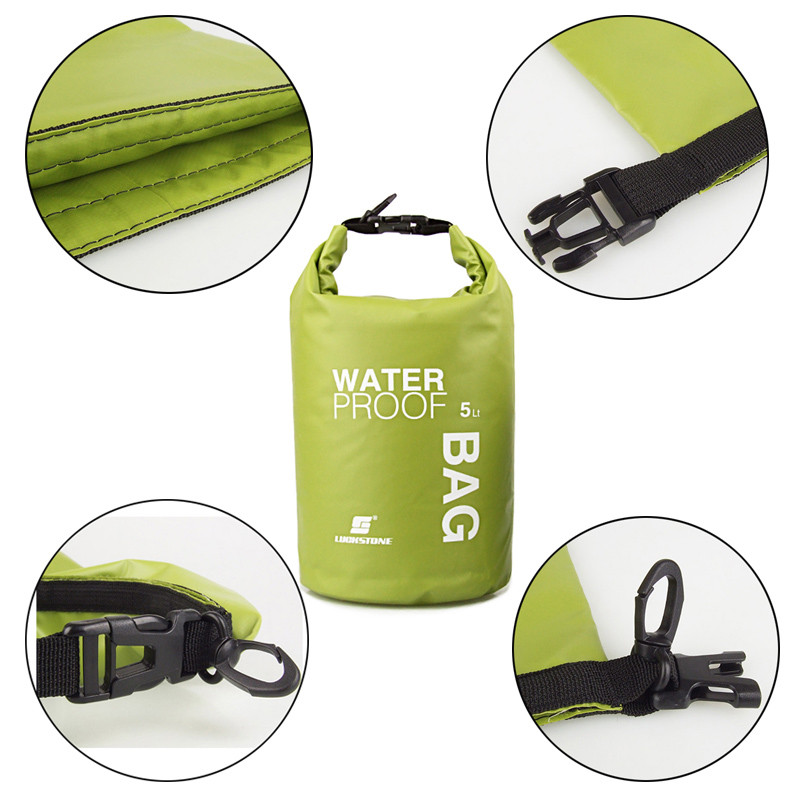 Vandeniui atsparus sausas krepšys 2 l 5 l 10 l 15 l PVC kuprinė plaukiojanti plaukiojimas plaustais baidarės stovyklavimas žygiams upe plaukimo kelioninio krepšio maišelis