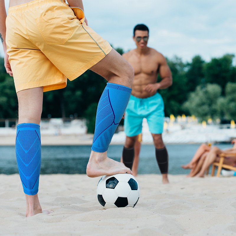 1 DB Fitness Légáteresztő Sport lábszár kompressziós lábszár ujj teljes láb térd kompressziós ujj nőknek Férfi Gym Shin Protect