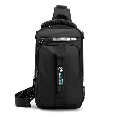 Meeste multifunktsionaalne USB õlakott Crossbody Cross Body Sling Rinnakotid Veekindel reisipakk Messenger Pack meestele Uus