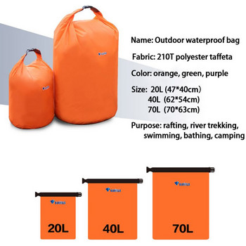 20L 40L 70L Αδιάβροχο Dry Bag Pack Sack Κολύμβηση Rafting Καγιάκ River Trekking Πλωτό Ιστιοπλοΐα Βαρκάδα Αντίσταση στο νερό
