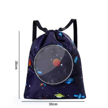 Детска мода Екологични сухи чанти Водоустойчива многократна преносима оксфордска кърпа + PVC регулируема раница