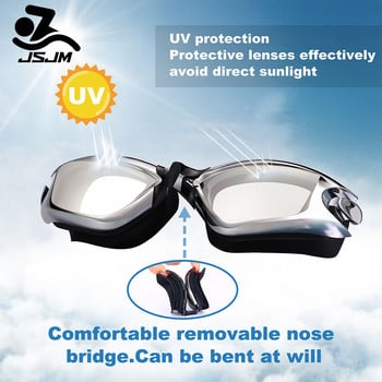 JSJM Νέα επαγγελματικά γυαλιά κολύμβησης ανδρικά γυαλιά κολύμβησης με αντιθαμβωτικό φακό για ενήλικες, αδιάβροχα ρυθμιζόμενα γυαλιά κολύμβησης σιλικόνης