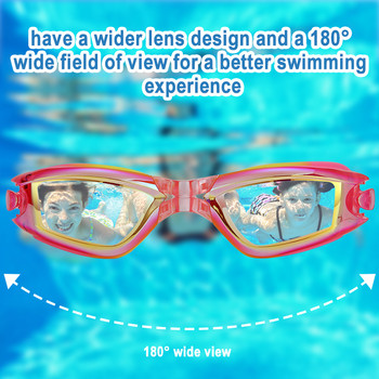 JSJM Професионални цветни детски силиконови очила за плуване против мъгла UV очила за плуване Водоустойчиви силиконови очила за плуване Детски