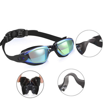 Професионални очила за плуване Галванични против замъгляване UV силиконови водоустойчиви шапки за плуване Очила за плуване Съединени тапи за уши Очила
