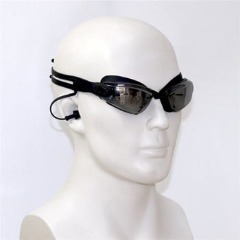 Μαύρα επιμεταλλωμένα γυαλιά κολύμβησης με ωτοασπίδα Επαγγελματικά γυαλιά κολύμβησης σιλικόνης για ενήλικες, γυαλιά κολύμβησης κατά της ομίχλης Ανδρικά γυναικεία γυαλιά